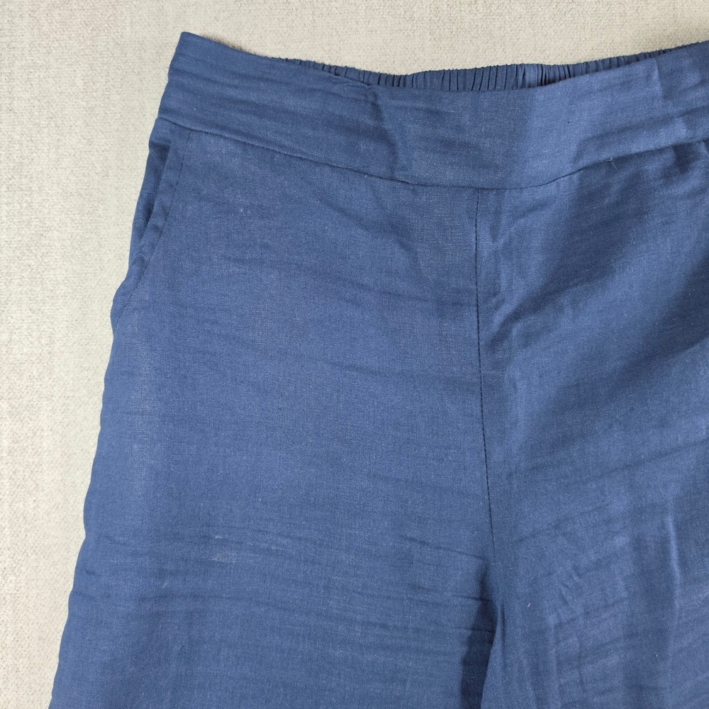Christian Siriano Pants Womens Medium Blue Linen Blend Embroidered Eyelet Crop - Picture 11 of 16